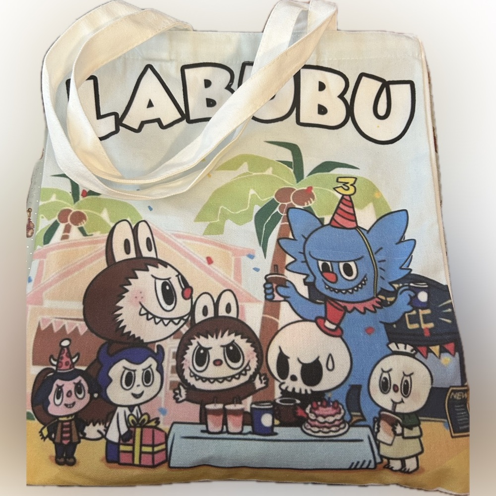 Colorful Labubu Tote Bag 13 x 15 one sided